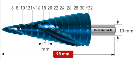 Εικόνα της Φρέζα με διαβάθμιση μπλε 6-32 mm Karnasch