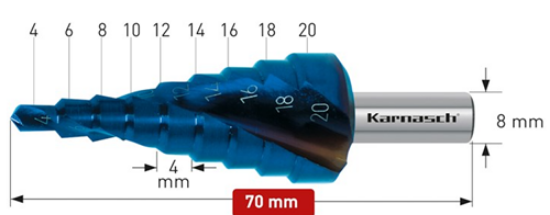 Εικόνα της Φρέζα με διαβάθμιση μπλε 4-20 mm Karnasch