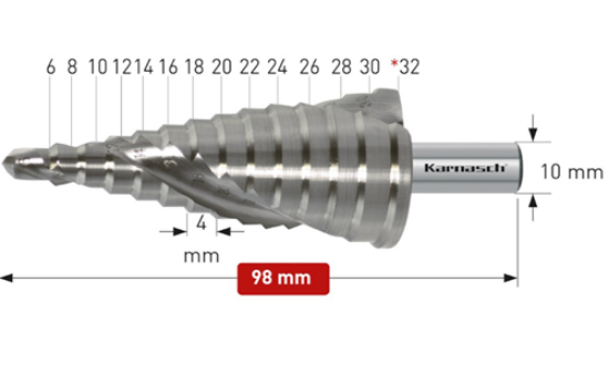 Εικόνα της Φρέζα με διαβάθμιση αέρος 6-32 mm Karnasch