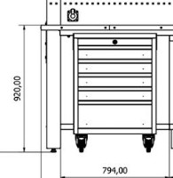 Εικόνα της Εργαλειοφόρος 5 συρταρίων RAL 7040/RAL 5020 γκρι/μπλέ με λαβή