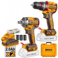 Εικόνα της Σετ μπουλονόκλειδο 400Nm & δραπανοκατσάβιδο 66Nm μπαταρίας 20V INGCO
