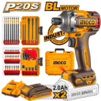 Εικόνα της Κατσαβίδι Παλμικό Μπαταρίας 20V Li-Ion 285Nm + 2 Σετ Μύτες Impact INGCO