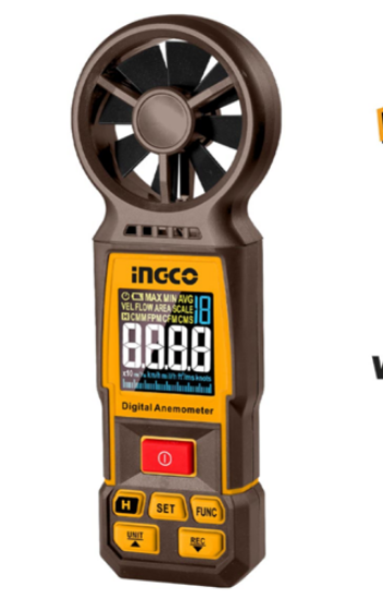 Εικόνα της Ψηφιακό Ανεμόμετρο ±2% +0.5m/s στα 0.80~40m/s Έγχρωμη LCD οθόνη με οπίσθιο φωτισμό INGCO