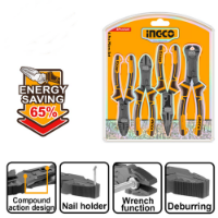 Εικόνα της Εργαλεία Χειρός Σετ 4 τεμ.(Πένσα-πλαγιοκόπτης-Μυτοτσίμπιδο- Εμπροστοκόπτης) INGCO