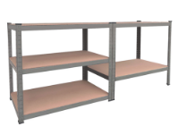 Εικόνα της Ραφιέρα Μεταλλική Γαλβανιζέ 120x45x180, με 5 Ξύλινα Ράφια (MDF) Max. Φορτίο 250kg ανά Ράφι, Κουμπωτής Συναρμογής